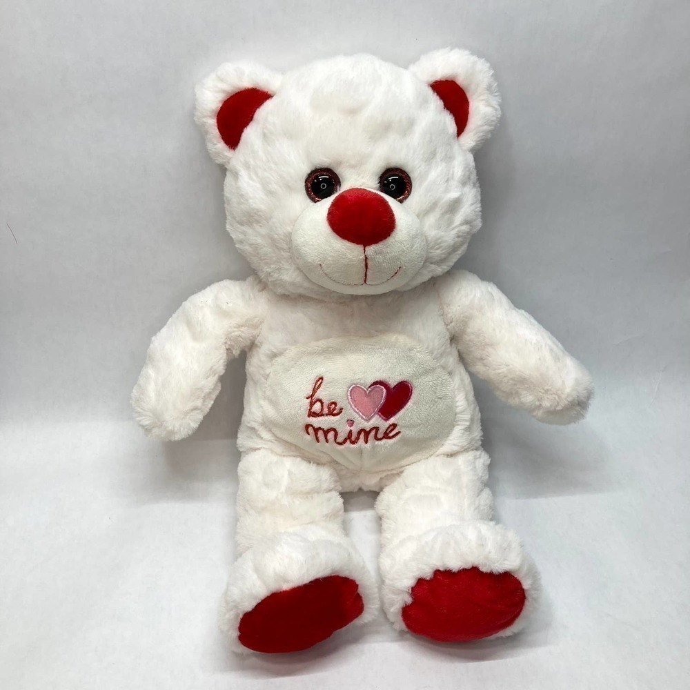 KELLYTOY 17" Be Mine White Teddy Bear Valentine's Day Plush Stuffed Animal Heart